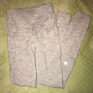 white and gray Lululemon leggings